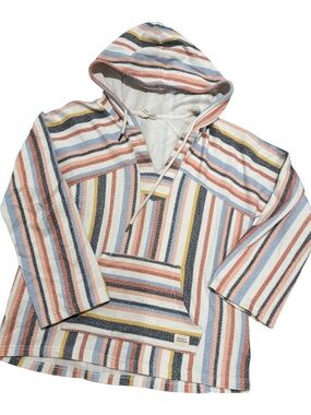 ROXY Y2K Surf Women’s Coastal Striped Summer Lightweight Hoodie Sweatshirt L